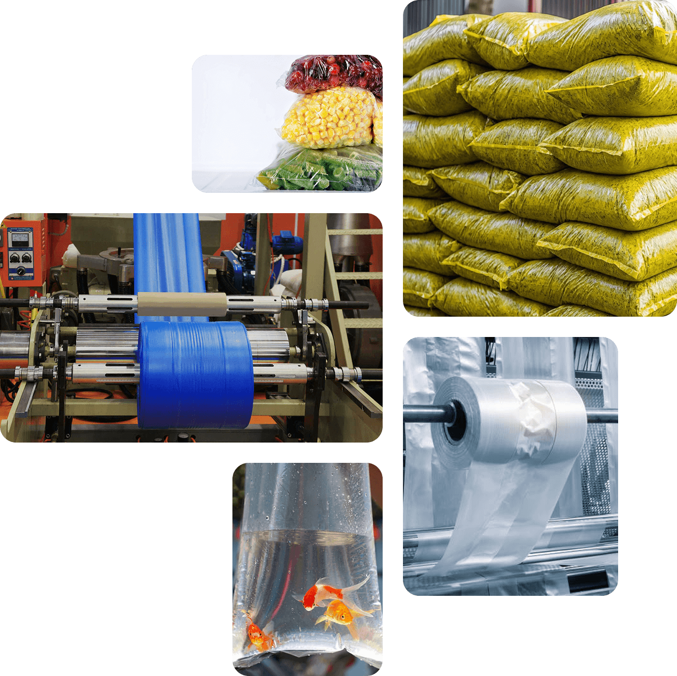 Packaging and manufacturing collage